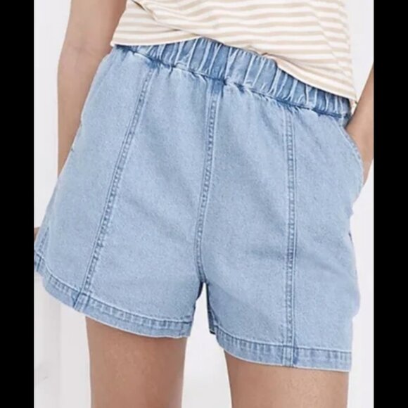 Madewell pull-on denim shorts in Rathmore wash roomy pockets S - Picture 1 of 9
